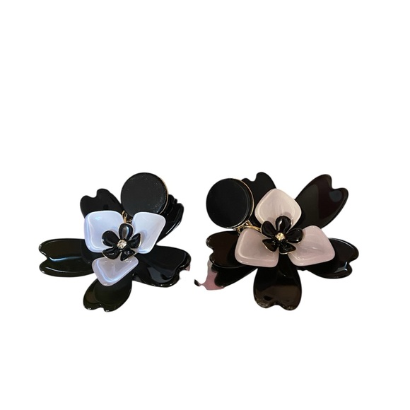 Elegant Black Floral Accent Shoulder Bag & Clip-On Earrings - Picture 5 of 5